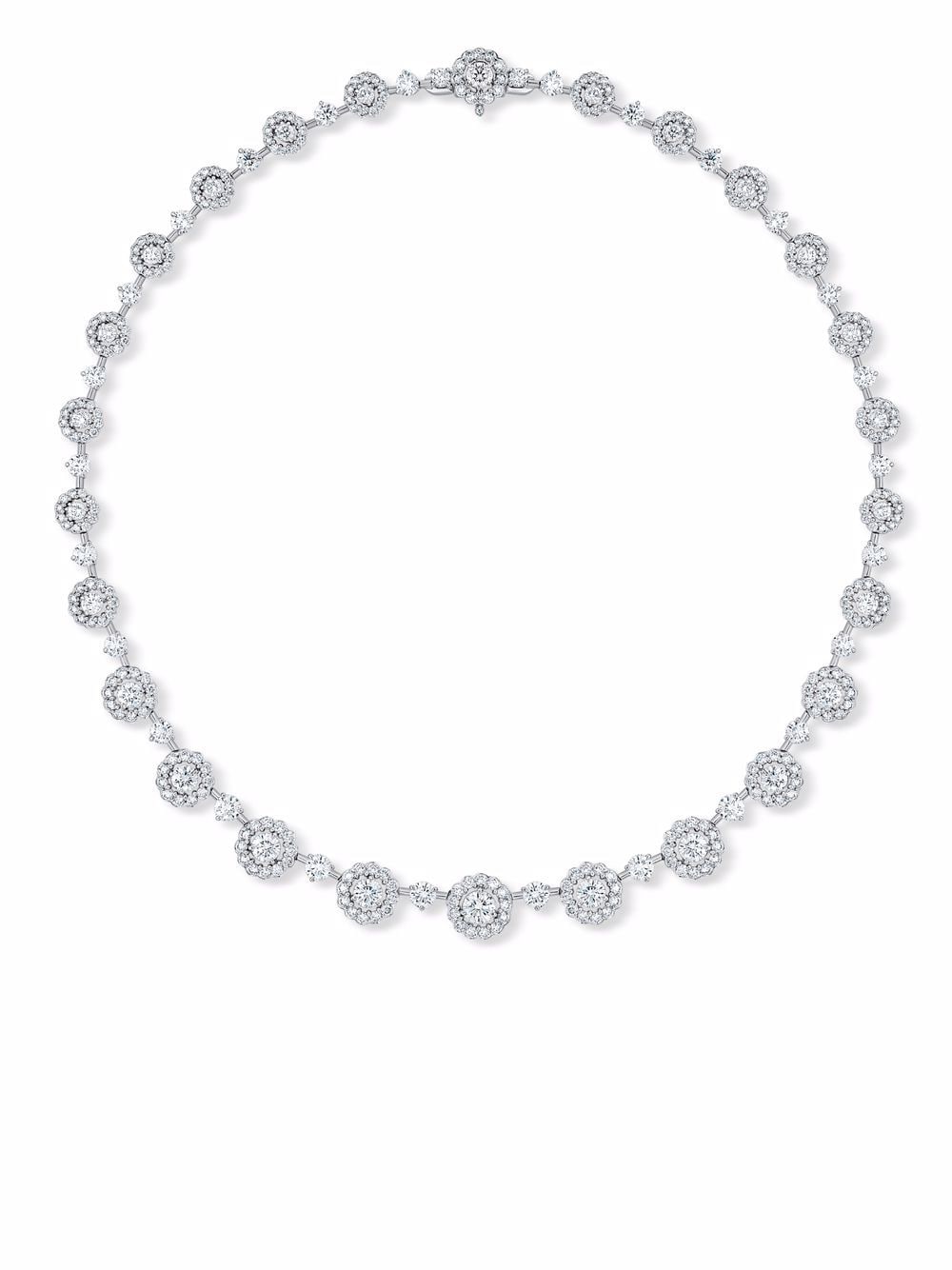 David Morris 18kt White Gold Elizabeth Diamond Necklace In Silber