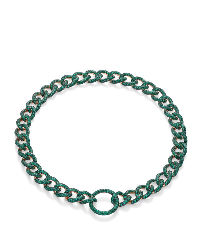 Pomellato Exclusive Rose Gold And Emerald Catene Necklace (size 38) In Green