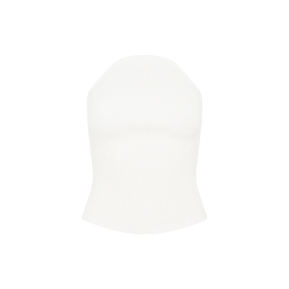 Khaite Jericho Strapless Ribbed-knit Top In White