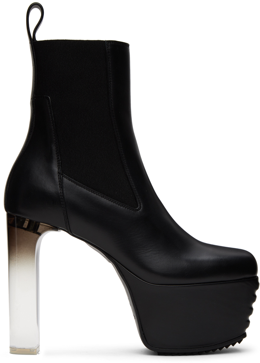 Rick Owens Minimal Grill Beatle Boots In Black
