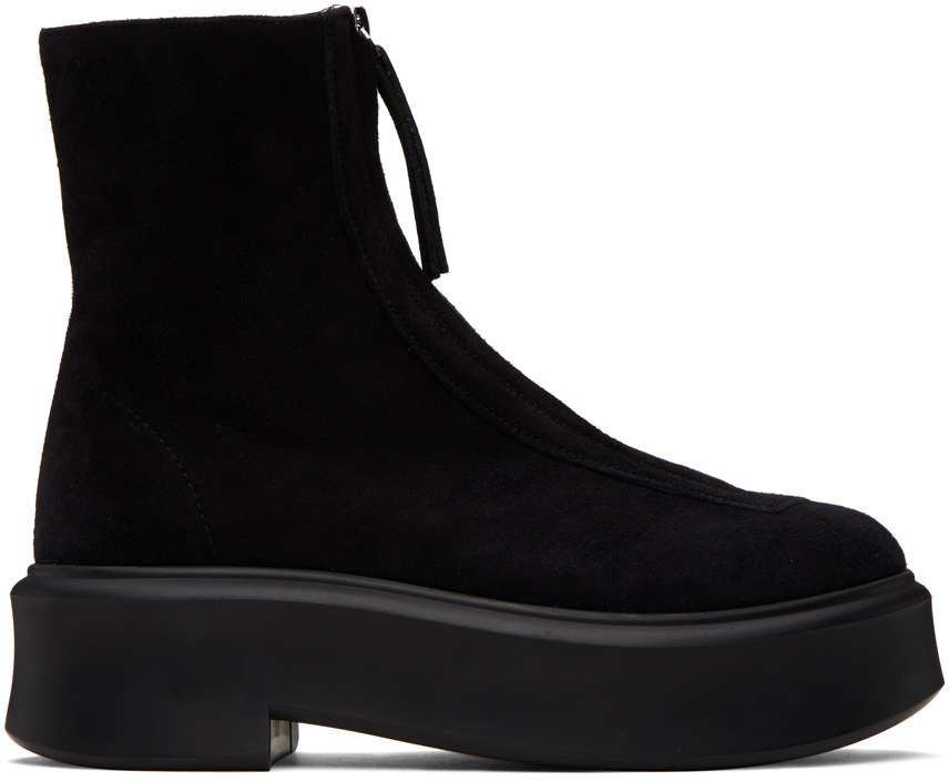 The Row Suede Ankle Boots In Black