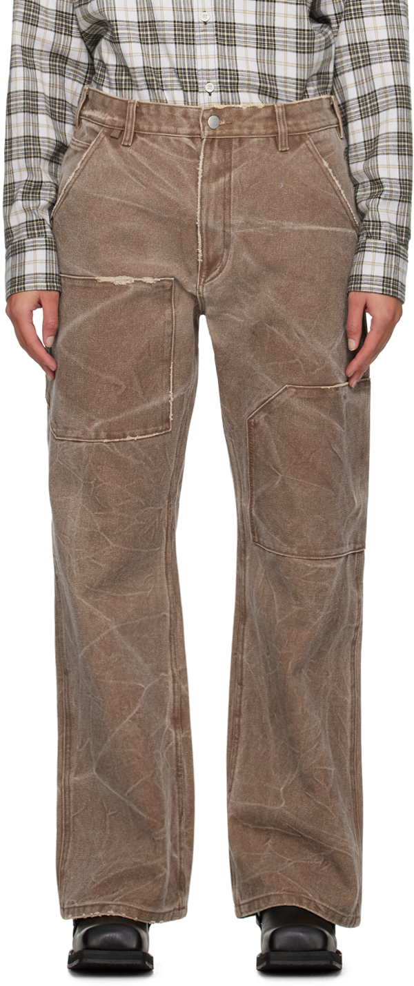 Acne Studios Brown Patch Jeans In All Toffee Brown