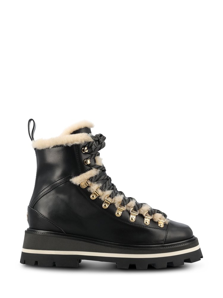 Jimmy Choo Chike Shearling-lined Leather Boots In Black/barley