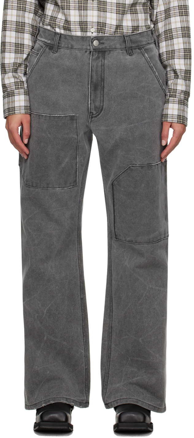 Acne Studios Gray Patch Jeans In Afh Carbon Grey