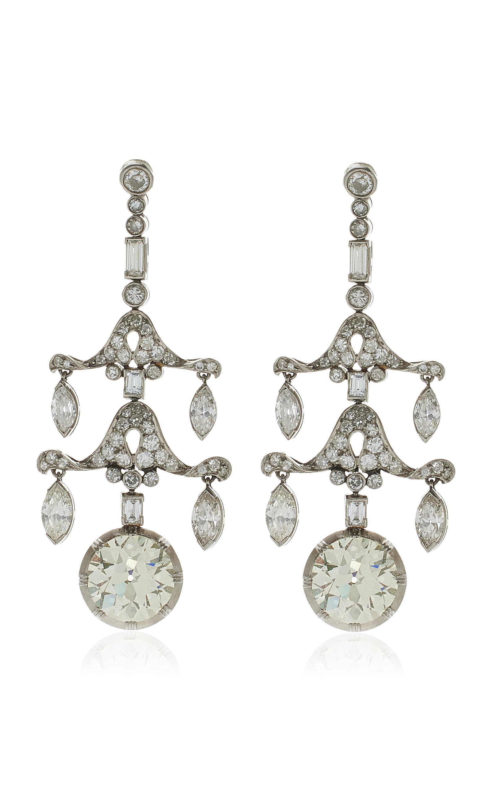 Simon Teakle Art Deco Diamond Earrings; By Ravasco In White